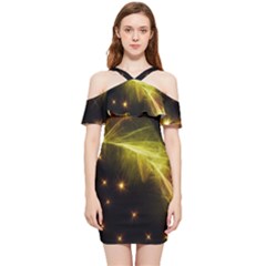 Particles Vibration Line Wave Shoulder Frill Bodycon Summer Dress by Amaryn4rt