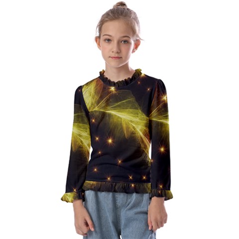 Particles Vibration Line Wave Kids  Frill Detail T-shirt by Amaryn4rt