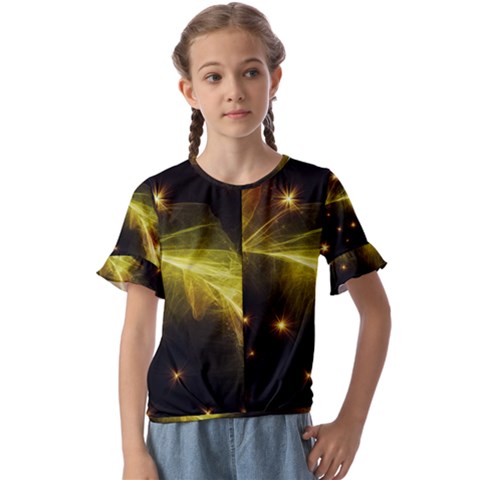 Particles Vibration Line Wave Kids  Cuff Sleeve Scrunch Bottom T-shirt by Amaryn4rt