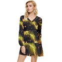 Particles Vibration Line Wave Tiered Long Sleeve Mini Dress View1