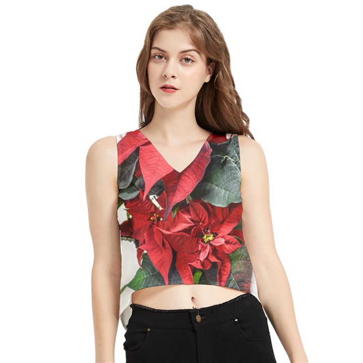 Star Of Bethlehem Star Red V-Neck Cropped Tank Top