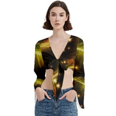 Particles Vibration Line Wave Trumpet Sleeve Cropped Top