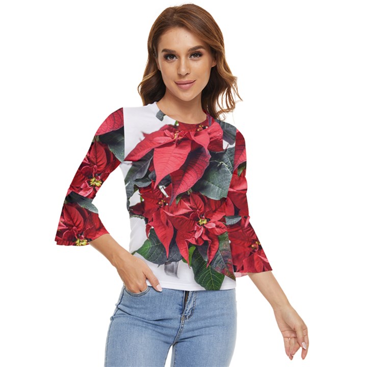 Star Of Bethlehem Star Red Bell Sleeve Top