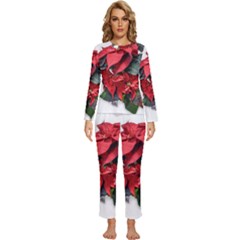 Star Of Bethlehem Star Red Womens  Long Sleeve Lightweight Pajamas Set by Amaryn4rt