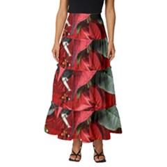 Star Of Bethlehem Star Red Tiered Ruffle Maxi Skirt by Amaryn4rt