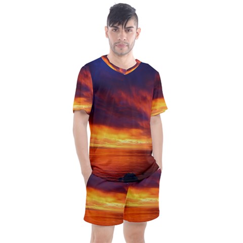 Sunset The Pacific Ocean Evening Men s Mesh T-shirt And Shorts Set by Amaryn4rt