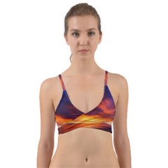 Sunset The Pacific Ocean Evening Wrap Around Bikini Top by Amaryn4rt