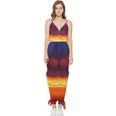 Sunset The Pacific Ocean Evening Sleeveless Tie Ankle Chiffon Jumpsuit by Amaryn4rt