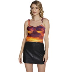 Sunset The Pacific Ocean Evening Flowy Camisole Tie Up Top by Amaryn4rt