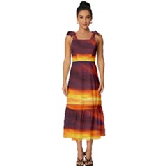 Sunset The Pacific Ocean Evening Tie-strap Tiered Midi Chiffon Dress by Amaryn4rt