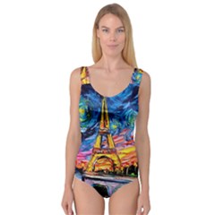 Eiffel Tower Starry Night Print Van Gogh Princess Tank Leotard  by Modalart