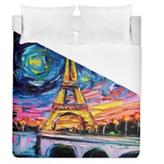 Eiffel Tower Starry Night Print Van Gogh Duvet Cover (queen Size) by Modalart