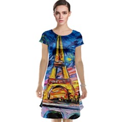 Eiffel Tower Starry Night Print Van Gogh Cap Sleeve Nightdress by Modalart