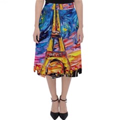 Eiffel Tower Starry Night Print Van Gogh Classic Midi Skirt by Modalart