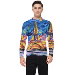 Eiffel Tower Starry Night Print Van Gogh Men s Long Sleeve Rash Guard by Modalart