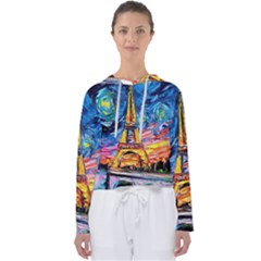 Eiffel Tower Starry Night Print Van Gogh Women s Slouchy Sweat