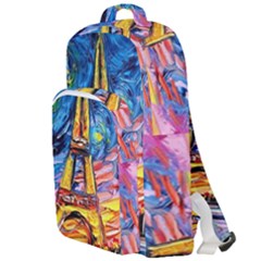 Eiffel Tower Starry Night Print Van Gogh Double Compartment Backpack by Modalart