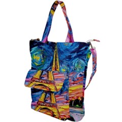 Eiffel Tower Starry Night Print Van Gogh Shoulder Tote Bag by Modalart