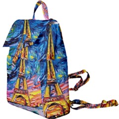 Eiffel Tower Starry Night Print Van Gogh Buckle Everyday Backpack by Modalart