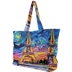 Eiffel Tower Starry Night Print Van Gogh Simple Shoulder Bag by Modalart