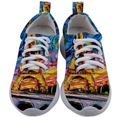 Eiffel Tower Starry Night Print Van Gogh Kids Athletic Shoes by Modalart