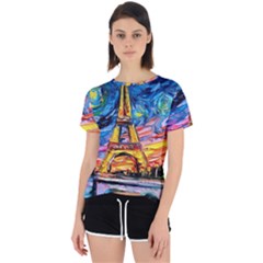 Eiffel Tower Starry Night Print Van Gogh Open Back Sport T-shirt by Modalart