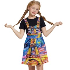 Eiffel Tower Starry Night Print Van Gogh Kids  Apron Dress by Modalart