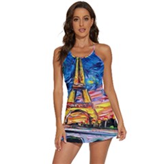 Eiffel Tower Starry Night Print Van Gogh 2-in-1 Flare Activity Dress by Modalart