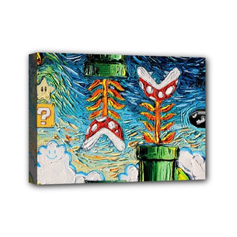 Cartoon Game Games Starry Night Doctor Who Van Gogh Parody Mini Canvas 7  X 5  (stretched) by Modalart