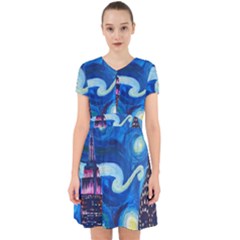 Starry Night In New York Van Gogh Manhattan Chrysler Building And Empire State Building Adorable In Chiffon Dress by Modalart