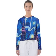 Starry Night In New York Van Gogh Manhattan Chrysler Building And Empire State Building Women s Slouchy Sweat