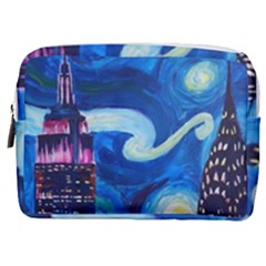 Starry Night In New York Van Gogh Manhattan Chrysler Building And Empire State Building Make Up Pouch (medium) by Modalart