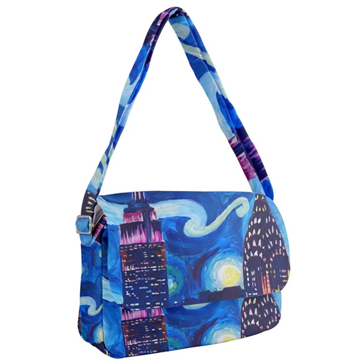 Starry Night In New York Van Gogh Manhattan Chrysler Building And Empire State Building Courier Bag