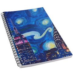 Starry Night In New York Van Gogh Manhattan Chrysler Building And Empire State Building 5 5  X 8 5  Notebook by Modalart