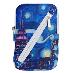 Starry Night In New York Van Gogh Manhattan Chrysler Building And Empire State Building Belt Pouch Bag (large) by Modalart