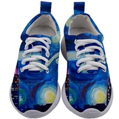 Starry Night In New York Van Gogh Manhattan Chrysler Building And Empire State Building Kids Athletic Shoes by Modalart