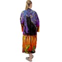 Halloween Art Starry Night Hallows Eve Black Cat Pumpkin Maxi Velvet Kimono View2