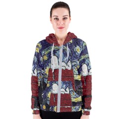 Cartoon Dog House Van Gogh Women s Zipper Hoodie by Modalart