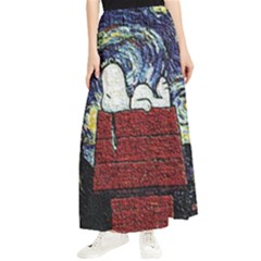 Cartoon Dog House Van Gogh Maxi Chiffon Skirt by Modalart