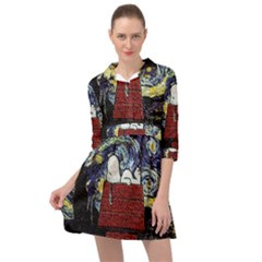 Cartoon Dog House Van Gogh Mini Skater Shirt Dress by Modalart