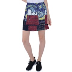 Cartoon Dog House Van Gogh Tennis Skirt by Modalart