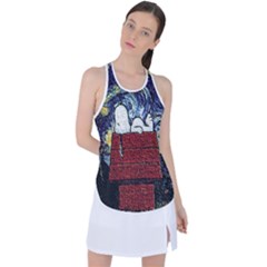 Cartoon Dog House Van Gogh Racer Back Mesh Tank Top by Modalart