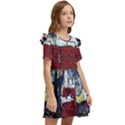 Cartoon Dog House Van Gogh Kids  Frilly Sleeves Pocket Dress View2