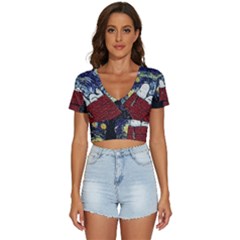 Cartoon Dog House Van Gogh V-neck Crop Top by Modalart