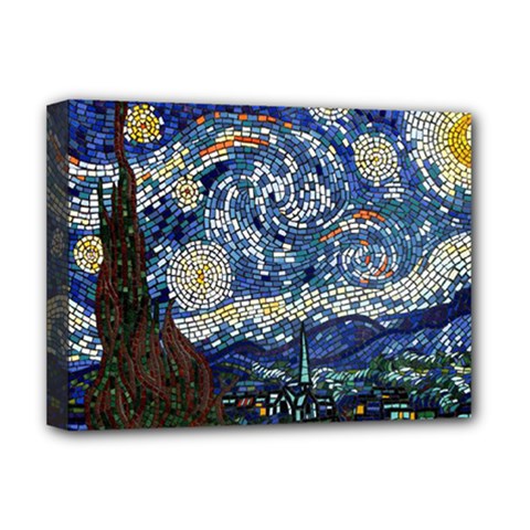 Mosaic Art Vincent Van Gogh Starry Night Deluxe Canvas 16  X 12  (stretched)  by Modalart