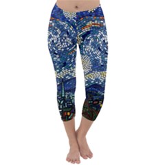 Mosaic Art Vincent Van Gogh Starry Night Capri Winter Leggings  by Modalart