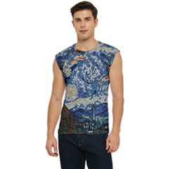 Mosaic Art Vincent Van Gogh Starry Night Men s Raglan Cap Sleeve T-shirt by Modalart