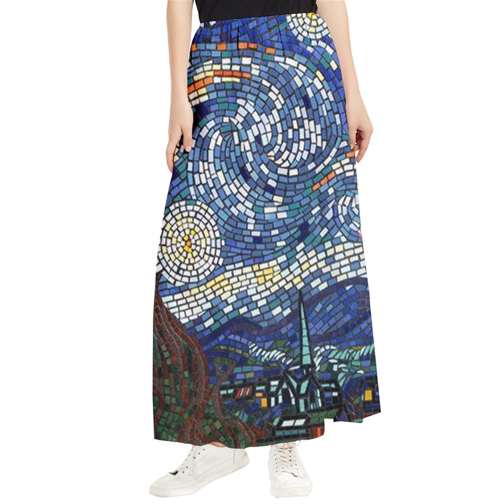 Mosaic Art Vincent Van Gogh Starry Night Maxi Chiffon Skirt