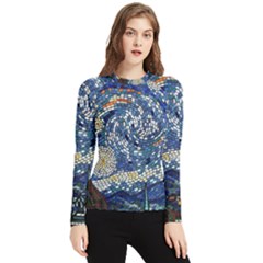 Mosaic Art Vincent Van Gogh Starry Night Women s Long Sleeve Rash Guard by Modalart