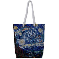 Mosaic Art Vincent Van Gogh Starry Night Full Print Rope Handle Tote (small) by Modalart